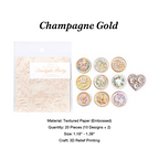 Gold glitter wax seal stickers star and sun theme for gift wrapping