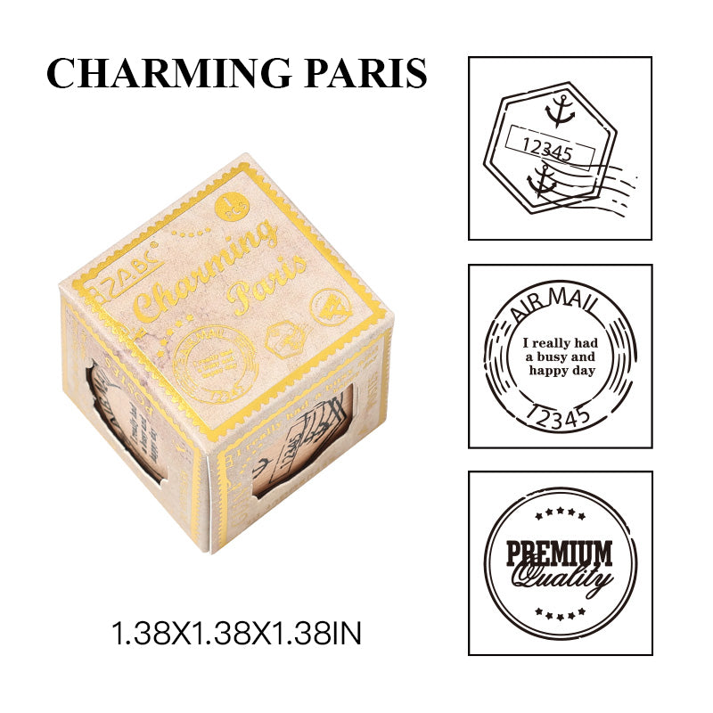 Charming Paris vintage wood stamp set - French inspired design