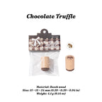 Chocolate Truffle stamp with beech wood handle and product packaging