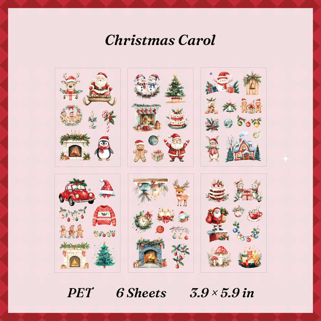 Christmas Carol PET sticker pack with 6 die-cut sheets