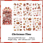 Christmas Time sticker pack with 6 die-cut sheets - red watercolor Christmas treats, roast dinner, Santa and holiday desserts