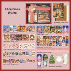 Red embossed Christmas Waltz keepsake box with vintage Santa artwork for journal sticker kit storage
