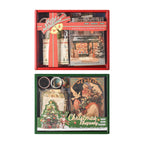 Red embossed Christmas Waltz keepsake box with vintage Santa artwork for journal sticker kit storage
