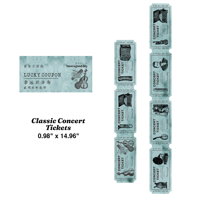 Classic concert tickets retro ephemera tape