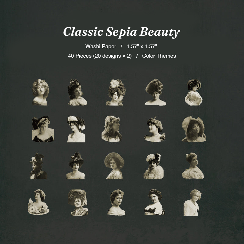 Classic sepia beauty vintage portrait stickers