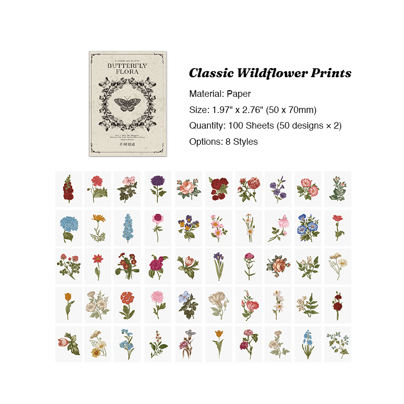 Classic wildflower prints mini botanical paper