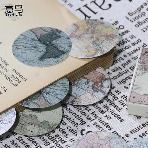 Vintage track route stickers showing detailed map patterns and designs