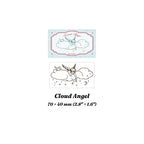 Cloud Angel wood stamp with stamped impression of an angel on a cloud