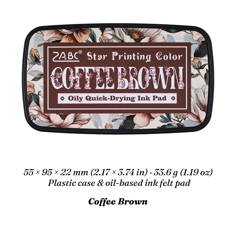 Coffee Brown Star Printing oil-based ink pad in floral case
