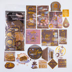 Coffee Friends gold foil washi sticker - vintage cafe scene with Renaissance style artwork