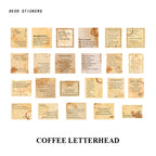"Coffee Letterhead - retro coffee shop themed journaling stickers"
