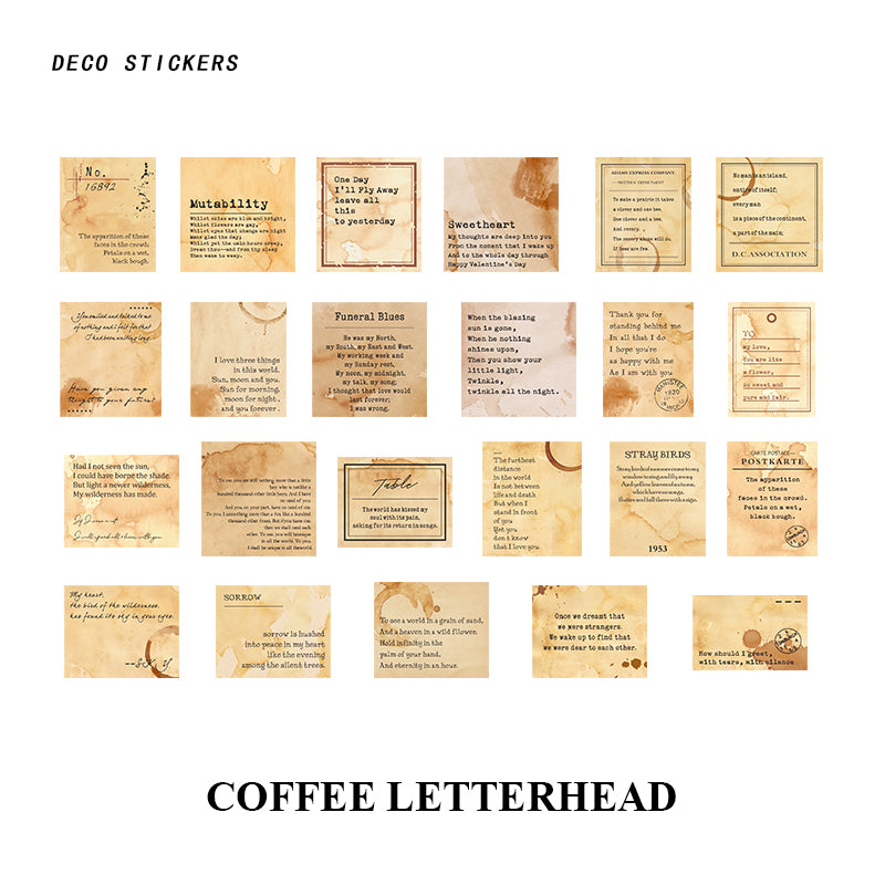 "Coffee Letterhead - retro coffee shop themed journaling stickers"