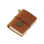 Cognac brown crazy horse genuine leather mini journal with vintage charm and premium fountain-pen-friendly paper