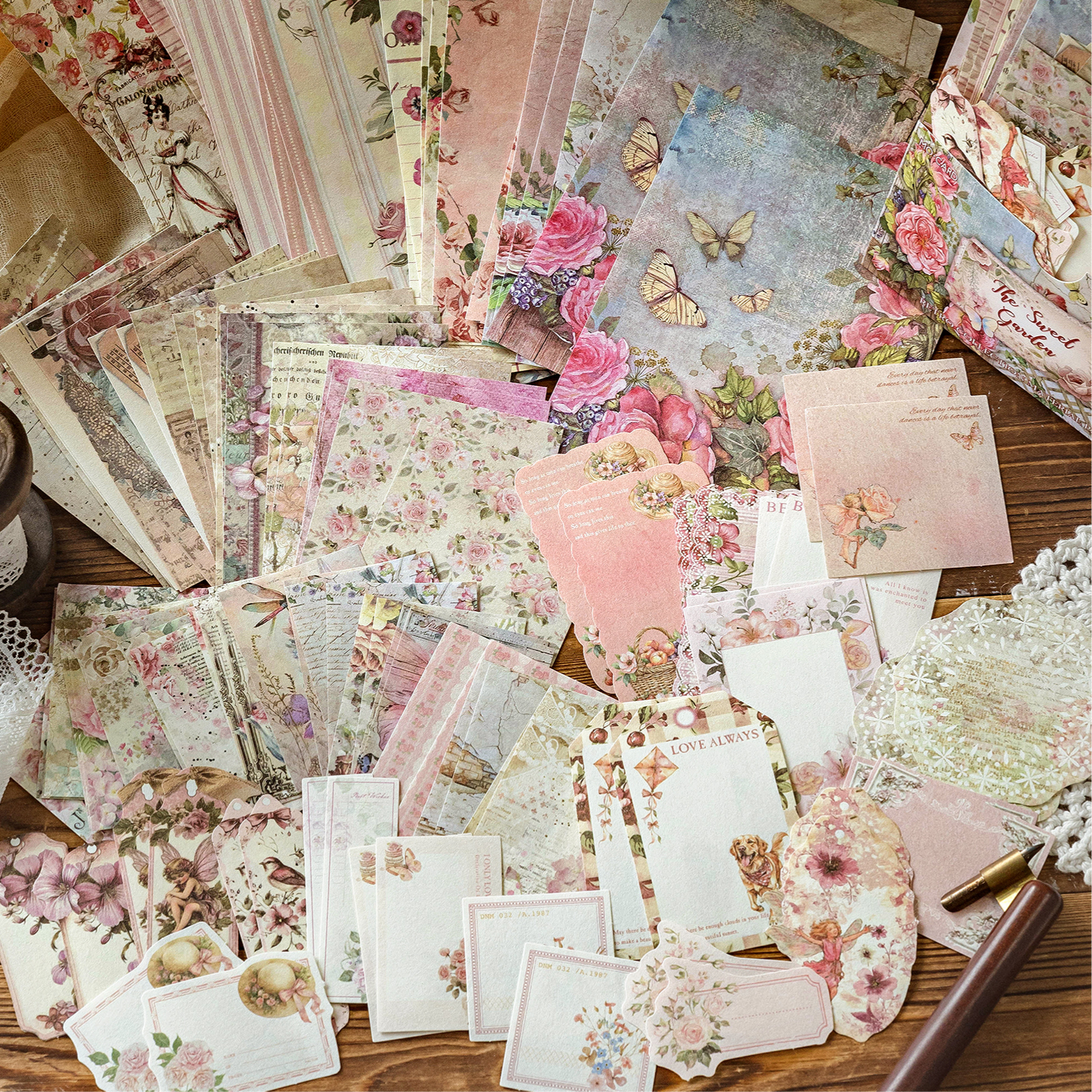 Country post office paper pack showing labels, elements and backgrounds