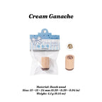 Cream Ganache stamp with beech wood handle and product packaging