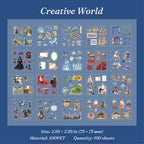 Vintage World Creative PET Sticker Gift Box — 100 Unique Pieces