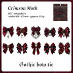 Gothic bow stickers style 2 — crimson velvet bows with brooches, 10 pieces