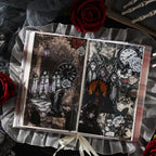 Dark aesthetic sticker sheet - skull and bat designs close-up