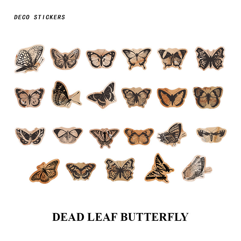 "Dead Leaf Butterfly - nature-inspired vintage stickers"