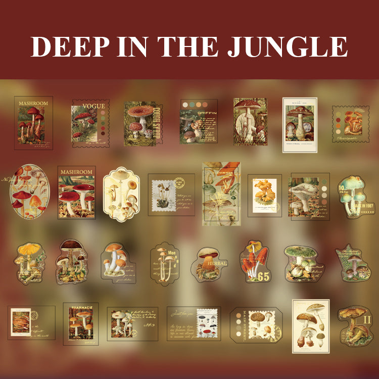 Deep in the Jungle - Tropical ukiyo-e foil stickers with lush botanical designs