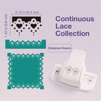 White border punch with heart dot pattern cut sample and seamless continuous lace guide