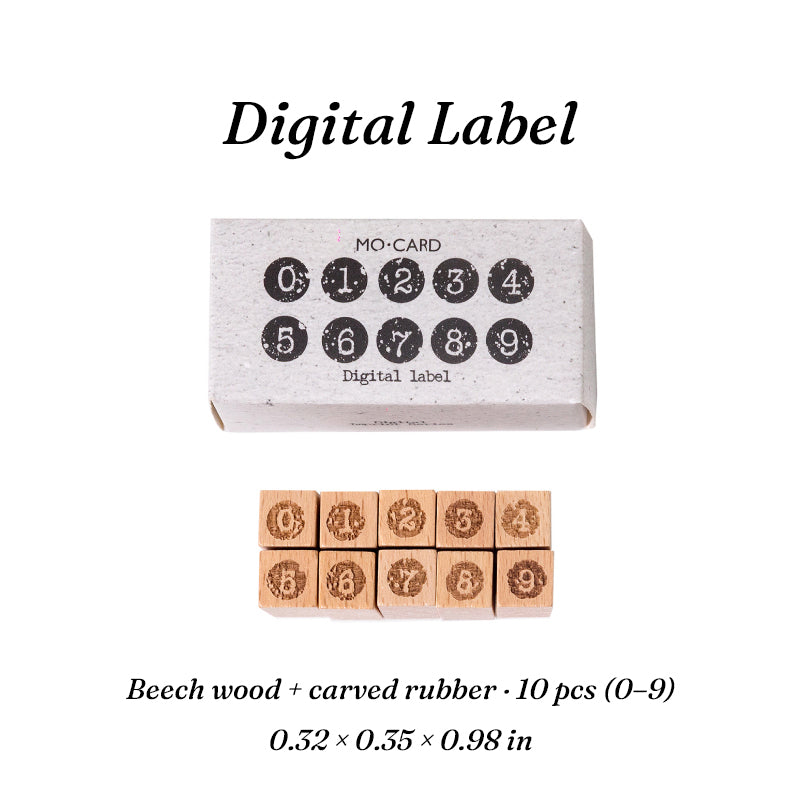 Vintage 0-9 Number Wooden Rubber Stamps — 10 Pcs, 6 Typeface Styles