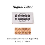 Vintage 0-9 Number Wooden Rubber Stamps — 10 Pcs, 6 Typeface Styles