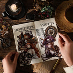Hands holding sheets of dimensional vintage stickers