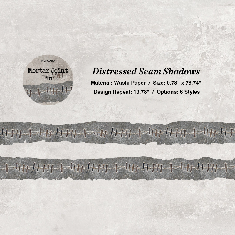 Distressed seam shadows vintage sewing border tape