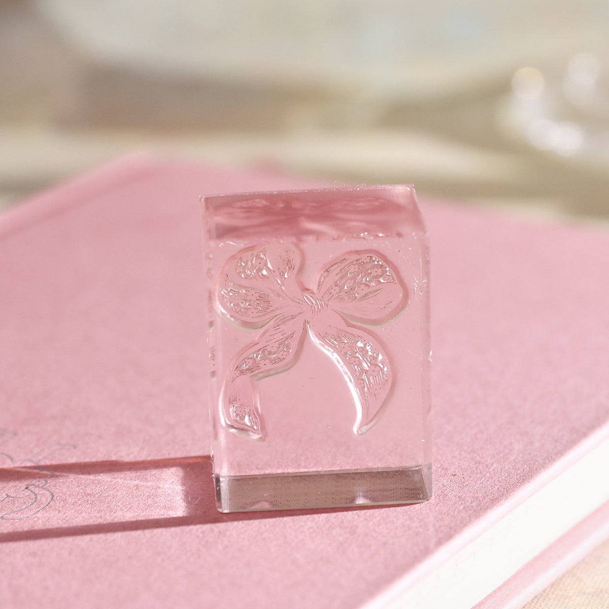 lace reverie acrylic stamp ditsy bow floral bow small clear stamp vintage