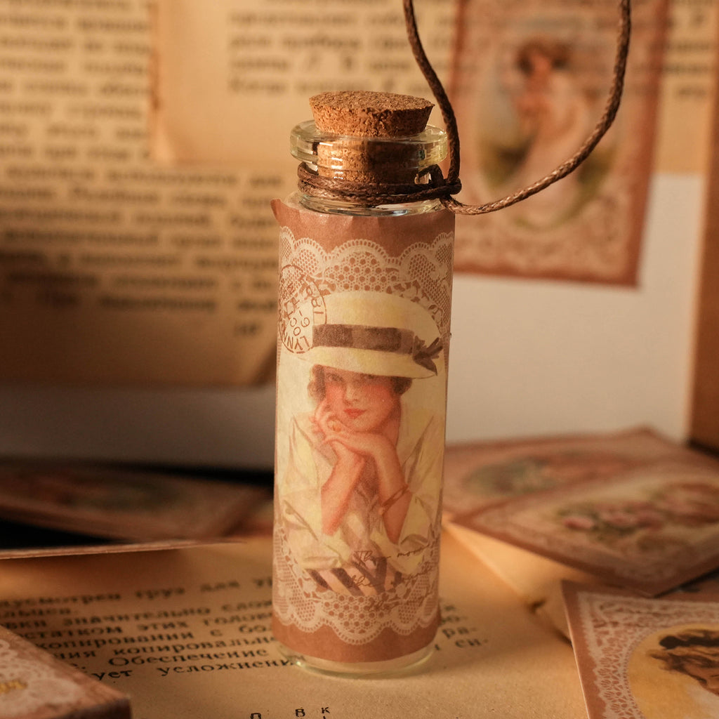 Dream girl vintage sticker decorating glass jar shabby chic desk decor example