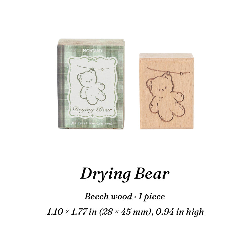 Vintage Hand-Drawn Bear Wooden Rubber Stamps — 8 Whimsical Designs