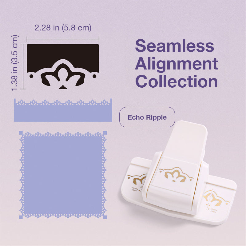White border punch with echo ripple pattern cut sample and seamless alignment guide