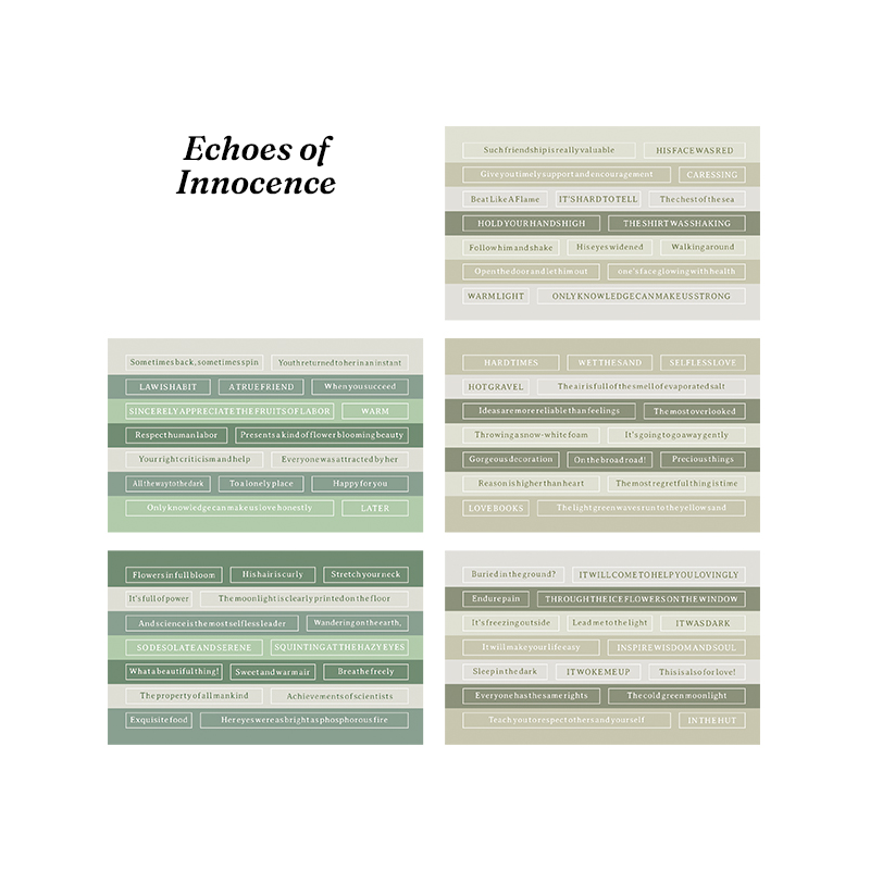 Echoes of innocence childhood aesthetic vintage word stickers