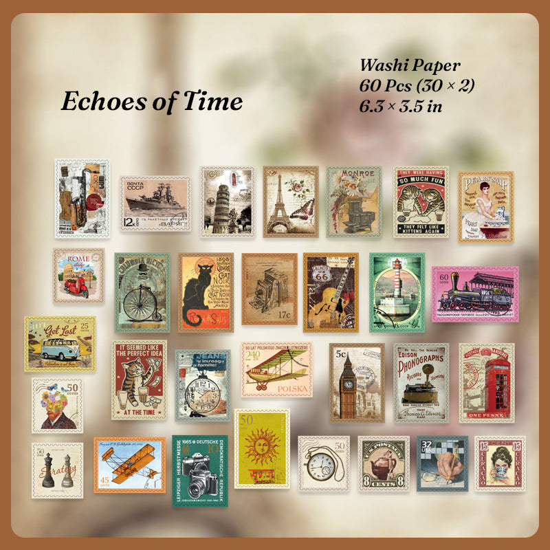 	echoes of time sticker sheet chart 30 vintage postage designs old dream post office