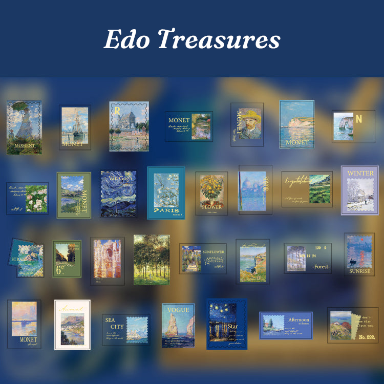 Edo treasures Ukiyo-e foil stickers in vintage drawer box