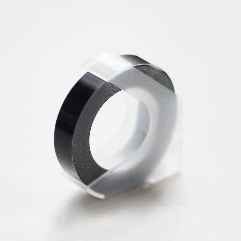 Black embossing tape refill roll for manual label makers