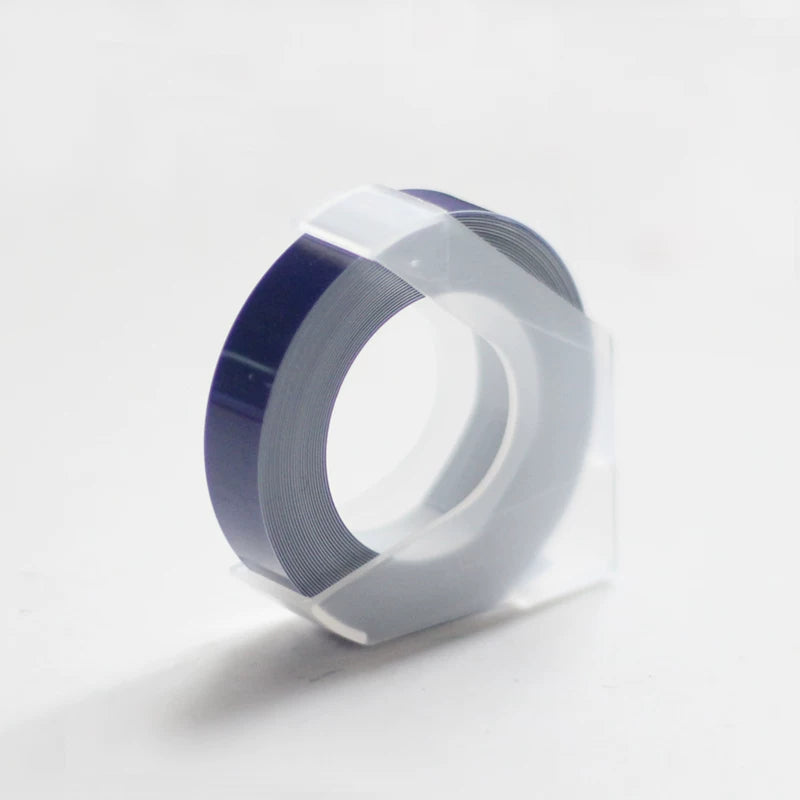 Blue embossing tape refill roll for manual label makers