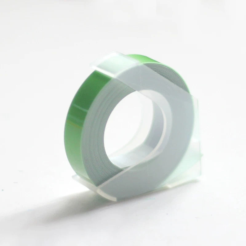 Light green embossing tape refill roll for manual label makers