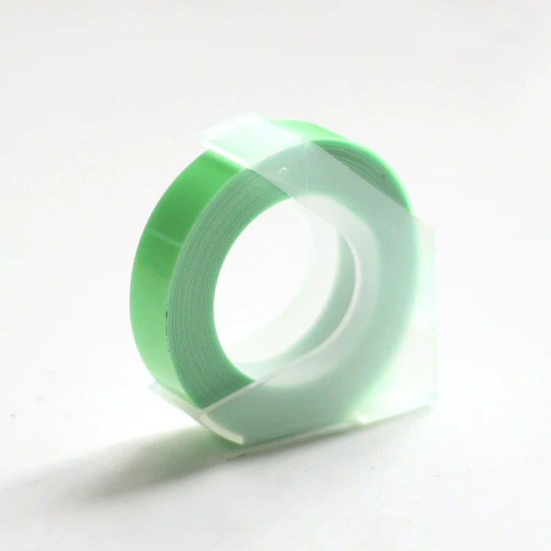 Neon green embossing tape refill roll for manual label makers