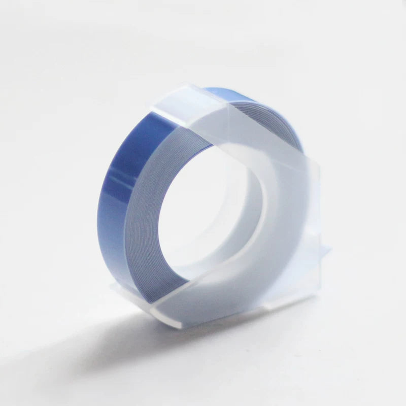 Light blue embossing tape refill roll for manual label makers