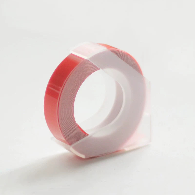 Orange embossing tape refill roll for manual label makers