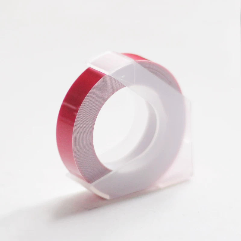 Red embossing tape refill roll for manual label makers