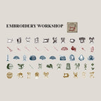 Embroidery workshop vintage stickers - retro craft theme