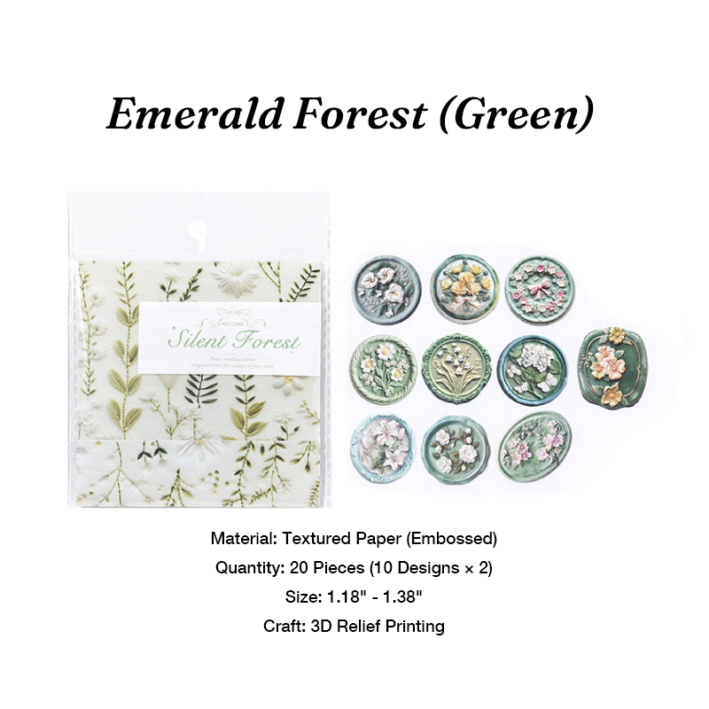 Green plant and botanical wax seal stickers 3D embossed for nature journal