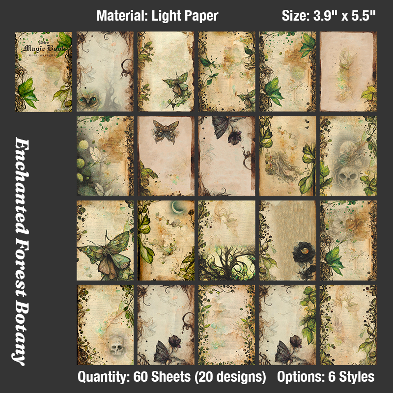 Enchanted forest botany dark aesthetic journaling paper