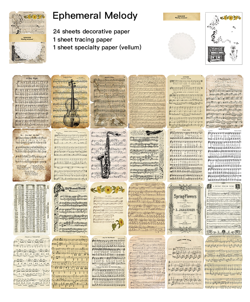 Vintage Keepsakes - Ephemeral Melody Vintage Background Paper Design