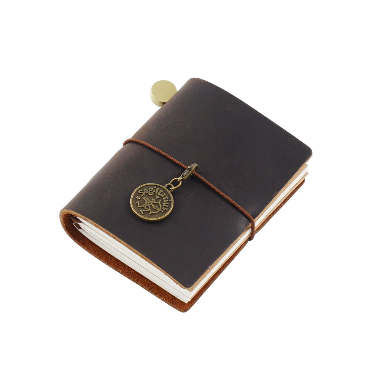Espresso dark brown crazy horse leather micro traveler's notebook for everyday carry with 2 blank inserts
