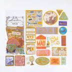 European Trip gold foil washi sticker - vintage European architecture and travel motifs