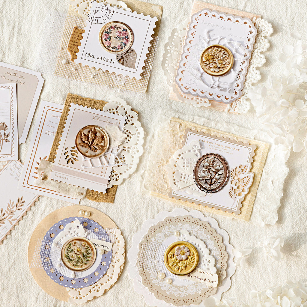 Floral wax seal stickers application examples - wedding and journal decoration